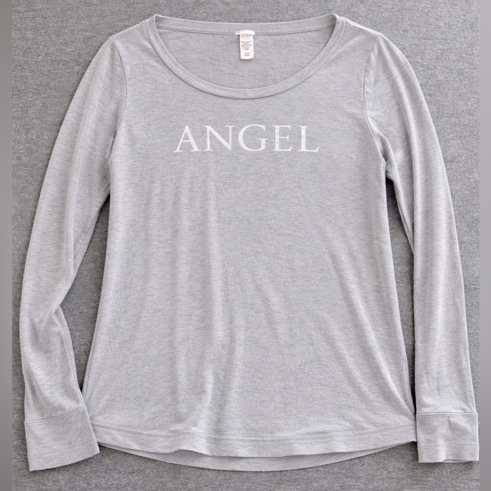 Victoria's Secret Light Gray 'ANGEL' Long-Sleeve Tee
